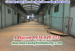 Cho thuê nhà xưởng ấp 4, Thuận An, Bình Dương DT: 1820m2, giá 56.7tr, LH A Kim 0981595795