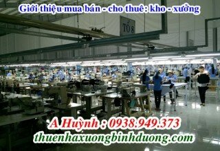 Xưởng may quần áo Bình Dương cho thuê, 5400m2, LH 0981.595.795 Mr Kim
